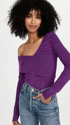 AMUR Amar Cold Shoulder Top Magenta Azalea Space Dye