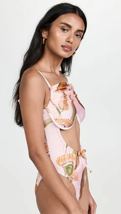 Andrea Iyamah Tiaca One Piece Swimsuit Eucalyptus Leaf Print
