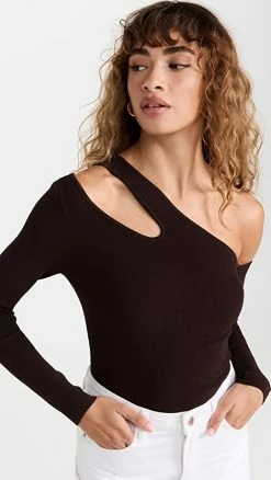 Autumn Cashmere Slash One Shoulder Top Mahogany