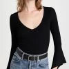 Autumn Cashmere Ribbed V Neck With Rectangle Cuffs Black