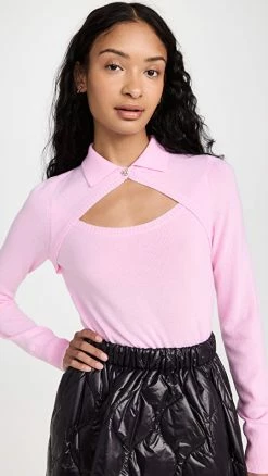 Autumn Cashmere Cut Away Cashmere Polo Sweater Peppermint