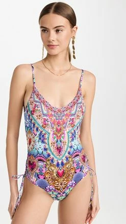 Camilla Scoop Neck Lace Up Side One Piece Swimsuit Lucky Charms