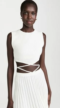 Christopher Esber Sleeveless Tie Crop Tank White