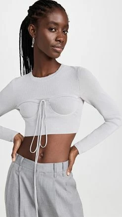 Christopher Esber Bustier Cropped Tie Knit Grey