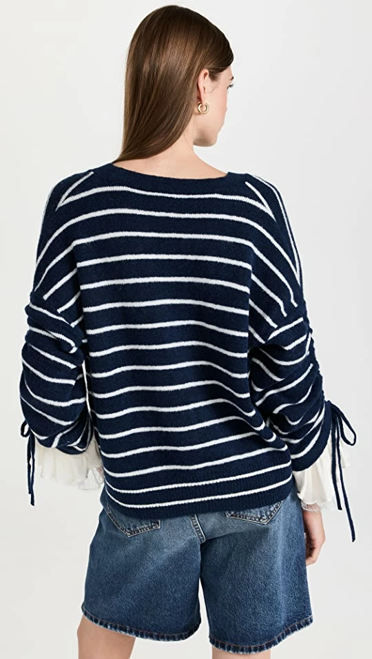 Cinq à Sept Striped Atlas Cardigan Navy/Ivory 4 Cinq à Sept Striped Atlas Cardigan Navy/Ivory - Image 2