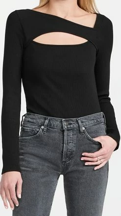 Citizens Of Humanity Iris Long Sleeve Cut Out Top Black