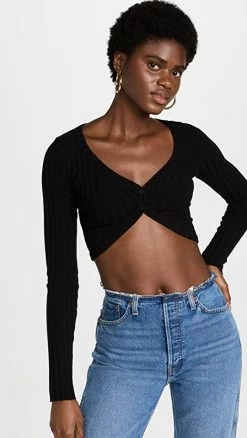 Cotton Citizen Capri Crop Cardigan Jet Black