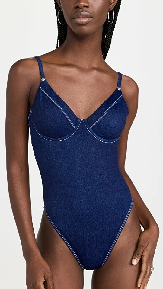 Good American Show Off One Piece Denim Print Indigo Print 001 3 Good American Show Off One Piece Denim Print Indigo Print 001