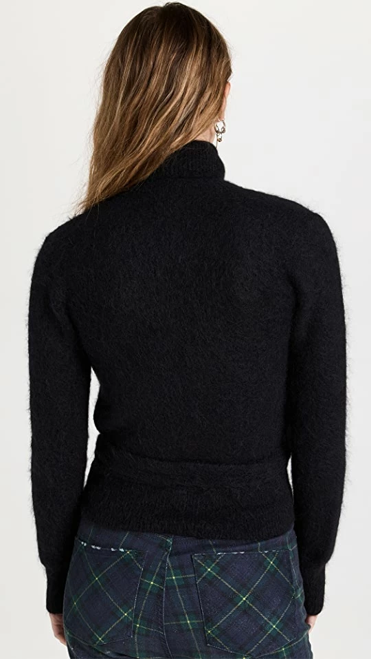 GANNI Brushed Alpaca Wrap Blouse Black 4 GANNI Brushed Alpaca Wrap Blouse Black - Image 2