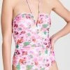 GANNI Recycled Printed V-String One Piece Swimsuit Sugar Plum