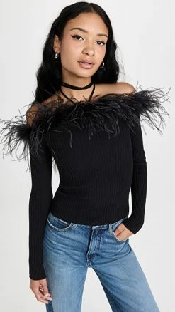 Giuseppe Di Morabito Feather Trim Top Black