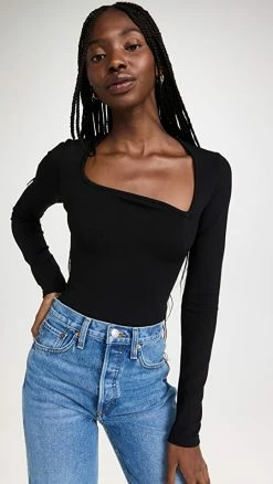 GOLDSIGN The Esme Thong Bodysuit Black