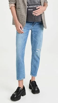 HATCH The Slouch Maternity Boyfriend Jean Destroyed Light Wash