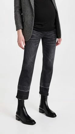 HATCH The Over The Bump Straight Jeans Washed Black