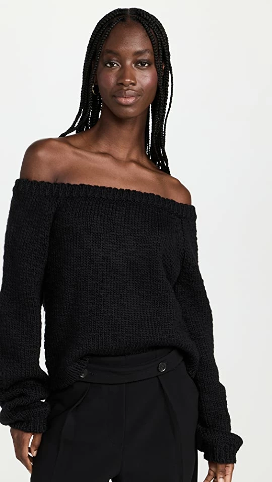 Helmut Lang Off Shoulder Top Black 3 Helmut Lang Off Shoulder Top Black