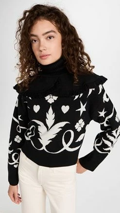 Hayley Menzies Belle Starr Merino Jacquard Sweater Black