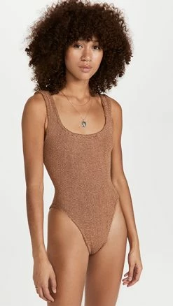 Hunza G Classic Square One Piece Metallic Cocoa
