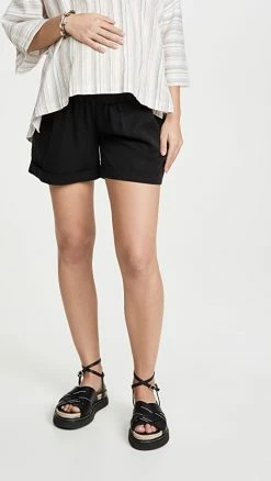 Ingrid & Isabel Elastic Waist Maternity Shorts Black