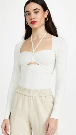 Jonathan Simkhai Alexia Compact Rib Sweater White