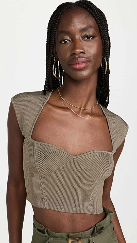 Jonathan Simkhai Abia Compact Rib Cropped Tee Olivine 3 Jonathan Simkhai Abia Compact Rib Cropped Tee Olivine