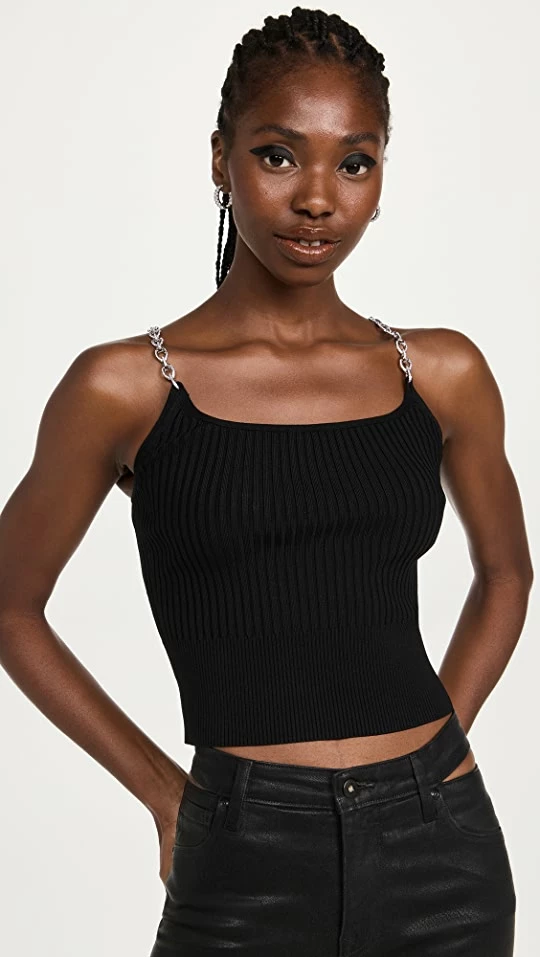 Jonathan Simkhai Genevieve Rib Chain Tank Top Black 3 Jonathan Simkhai Genevieve Rib Chain Tank Top Black