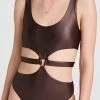 Jonathan Simkhai Emelia Coated Satin Swimwear Cut Out Swimsuit Dark Chocolate -Jonathan Simkhai Shop jondb3103310802 1668701124564 2 0. UX540 . QL90