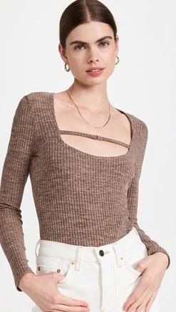 Jonathan Simkhai STANDARD Brenda Compact Bust Strap Top Chocolate