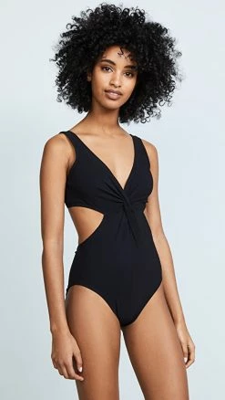 Karla Colletto V Neck Underwire Swimsuit Black