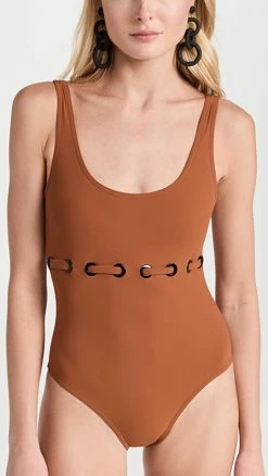 Karla Colletto Lucy Round Neck Silent Underwire Tank With High Back Cognac