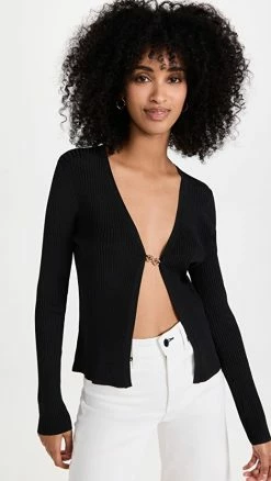 L'AGENCE Juno Sweater With Chain Detail Black