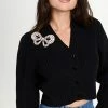 LoveShackFancy Larsa Crop Cardigan Black
