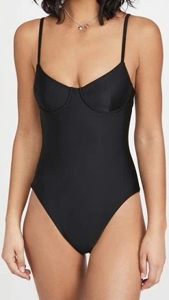 Madewell Second Wave Seamed One-Piece Swimsuit True Black