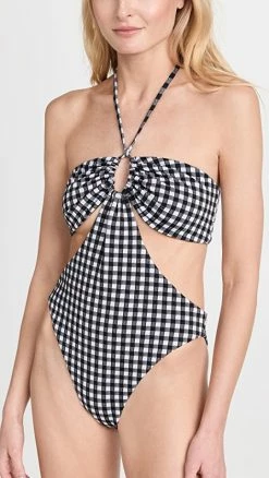 MARA HOFFMAN Blanca One Piece Swimsuit Black White