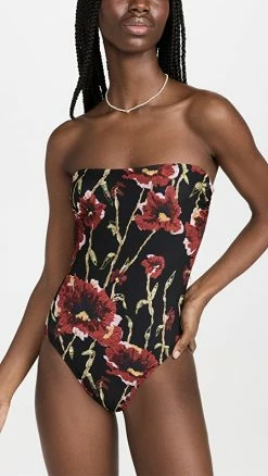Norma Kamali Bishop One Piece Black Poppy