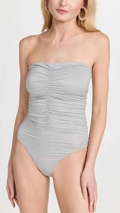PQ Swim Ruched One Piece Silver