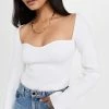 Pixie Market Chiara Bustier Knit Top White