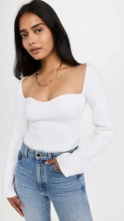 Pixie Market Chiara Bustier Knit Top White
