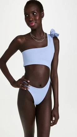 Port De Bras Los Roques Leotard One Piece Swimsuit Light Blue