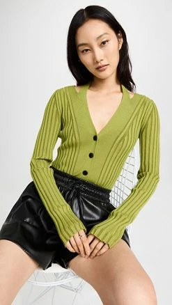 Proenza Schouler White Label Knit Halter Sweater Chartreuse -Jonathan Simkhai Shop pswll3028188920 1658947054411 2 0. UX540 . QL90