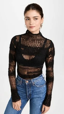 Rag & Bone Lillian Turtleneck Alpaca Sweater Black Multi