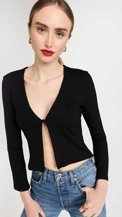 Reformation Dasia Knit Top Black