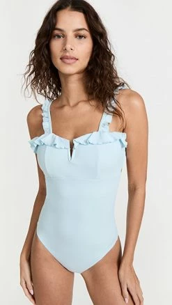 Solido Ruffle One Piece Swimsuit Sky Blue