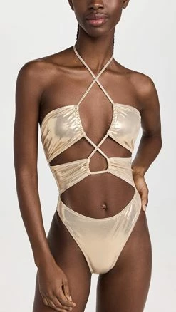 Solid & Striped The Ariana One Piece Pale Gold
