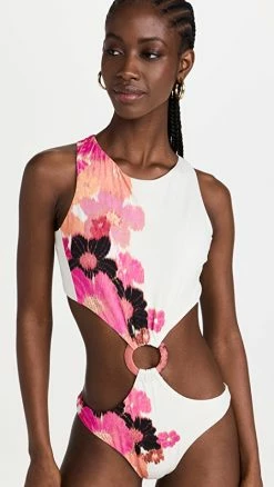 Silvia Tcherassi Halston One Piece Multi Orange Retro Floral
