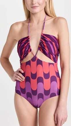 Silvia Tcherassi Michelle One Piece Plum Rouge Wavy Zigzag