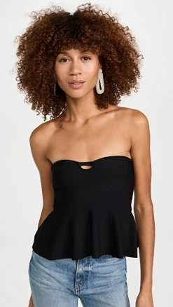 Stella McCartney Compact Knit Bustier Top Black