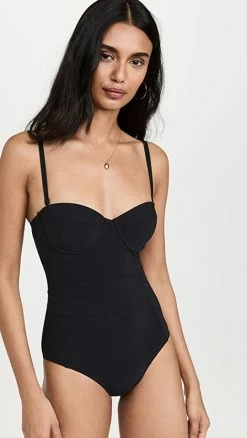 Tory Burch Lipsi Solid One Piece Black