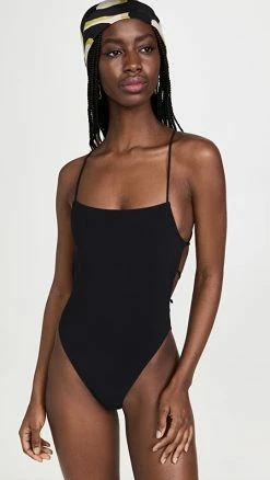 Tory Burch Solid Tie Back One Piece Black