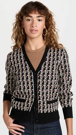 Tory Burch Basketweave Cardigan Black