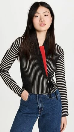 Tory Burch Plaited Rib Shawl Black/Vanilla Flower